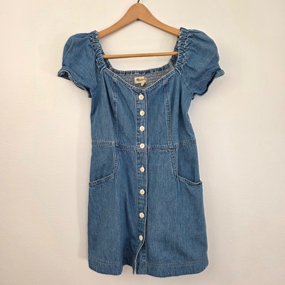 Madewell Denim Puff-Sleeve Mini Dress - Picture 5 of 9